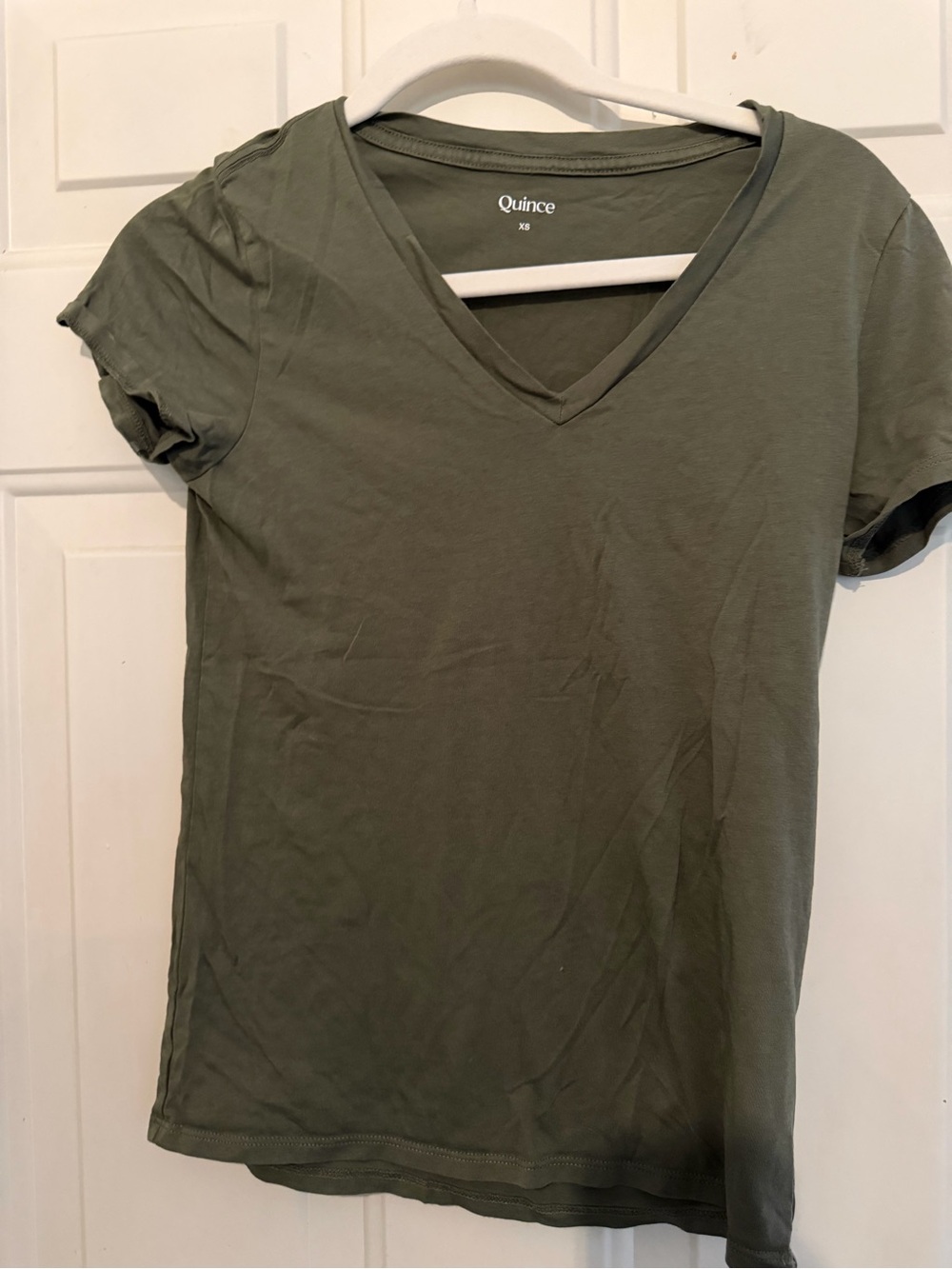 Quince Olive Green Short-Sleeve V-Neck Tee